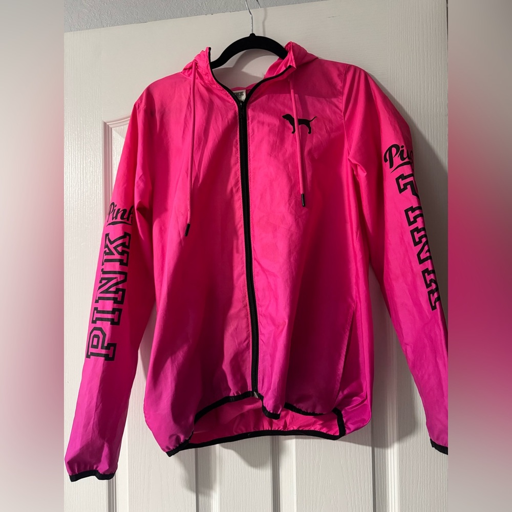 PINK by Victoria’s Secret Rain Jacket/Wind Breaker in Hot Pink